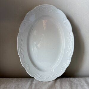 Vintage Alfred Meakin England White Ironstone Oval Platter Wheat Floral Pattern
